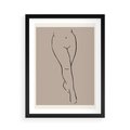 Plakat w ramie 50x70 - Intrygujące Szkice - mnimalistyczny akt kobiecy, beżowa tonacja - rama czarna