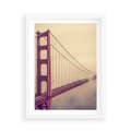 Plakat w ramie 50x70 - Most w mgle z perspektywą - most, perspektywa - rama biała