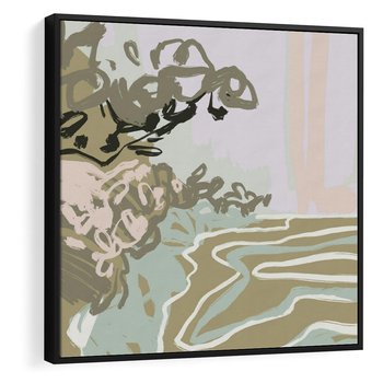 Obraz w ramie 50x50 - Wizja Przestrzeni - pastelowy krajobraz, nowoczesny plakat - rama czarna