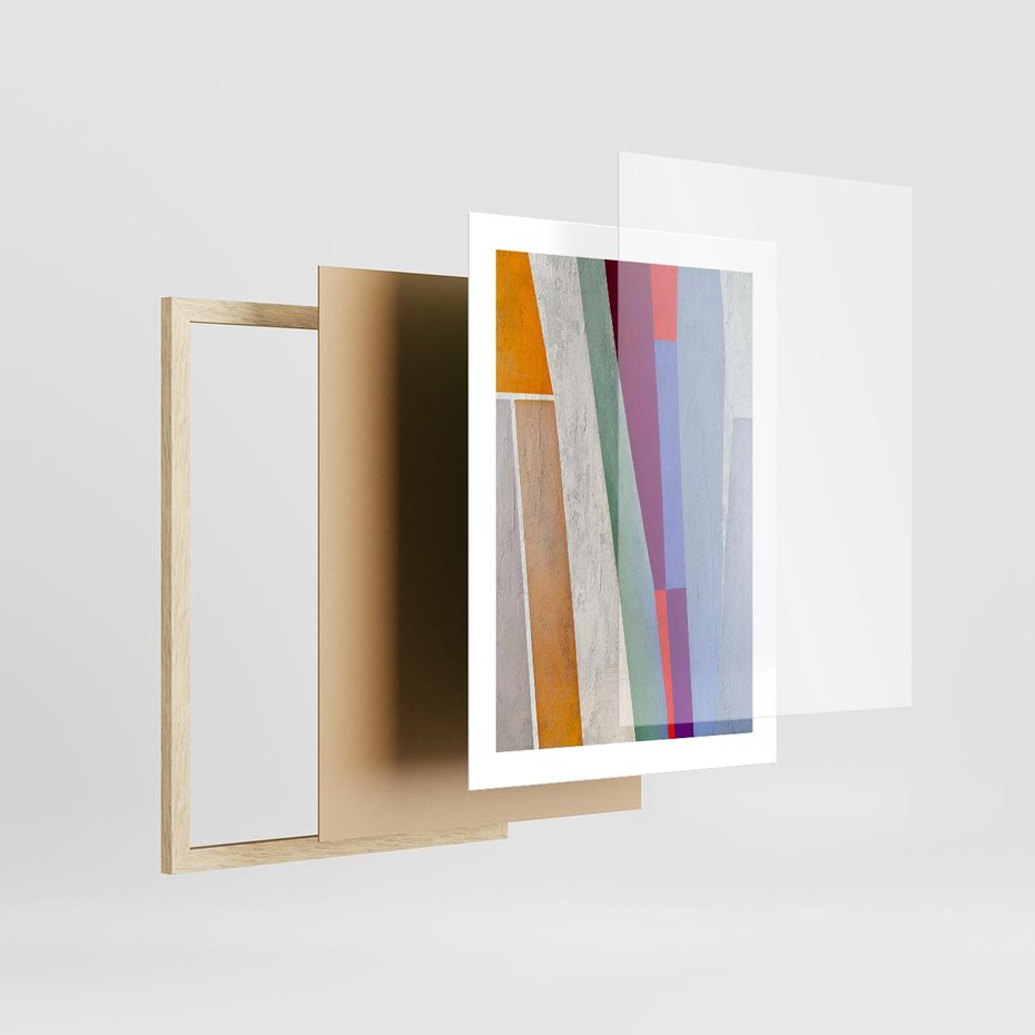 Plakat w ramie 30x40 - Księga Ukrytych Odbić - abstrakcyjne dziwne kształty, olejny obraz - rama drewno