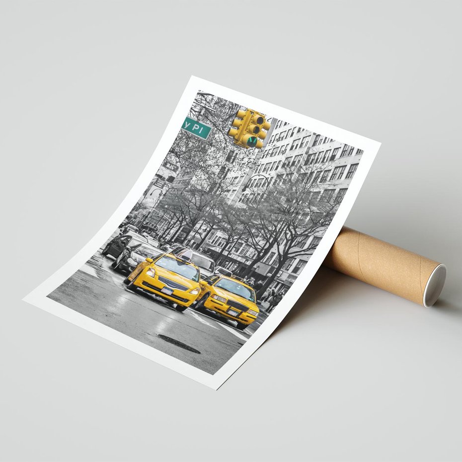 Plakat bez ramy 40x50 - Taksówki w Nowym Jorku - taksówki, Nowy Jork
