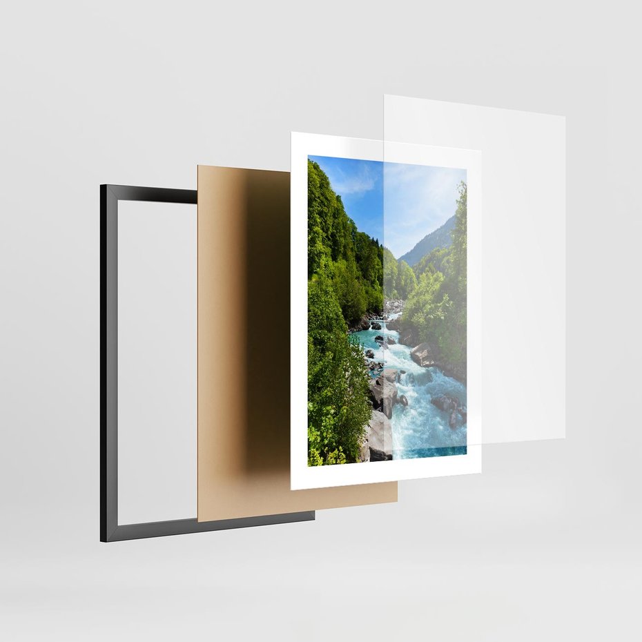 Plakat w ramie 30x40 - Górski strumyk - strumyk, góry - rama czarna