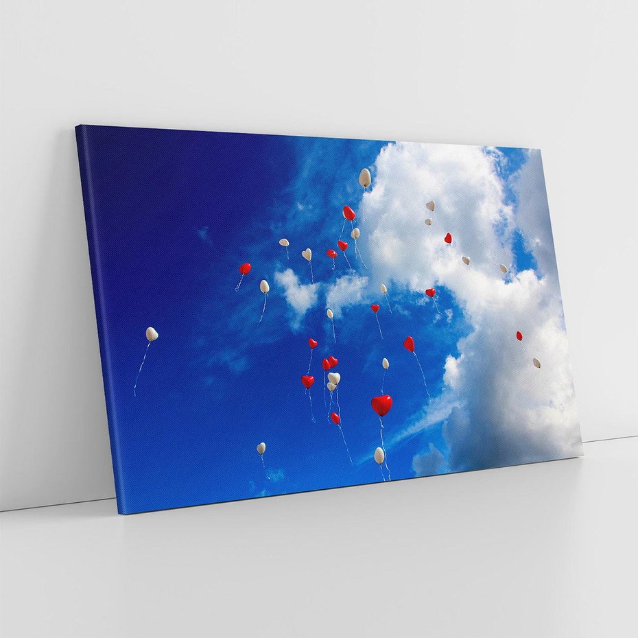 Obraz na płótnie 100x70 - Balony - Serca na niebie - balony, serca