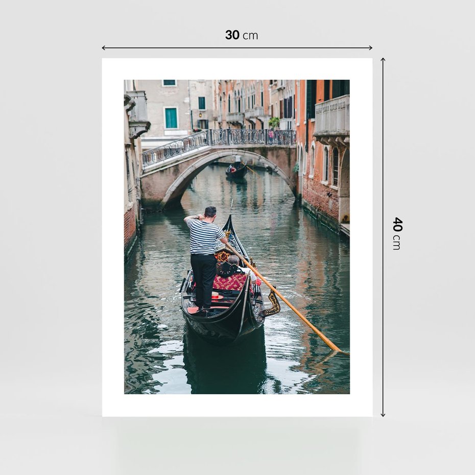 Plakat bez ramy 30x40 - Kanały Wenecji - gondola, Wenecja