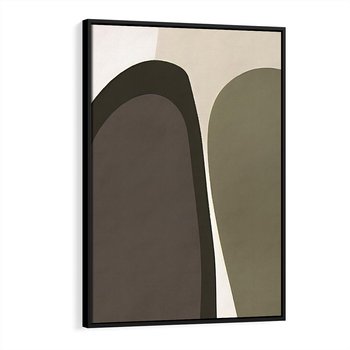 Obraz w ramie 50x70 - Fale w Zieleni - abstrakcyjne kształty, zgaszona zieleń - rama czarna