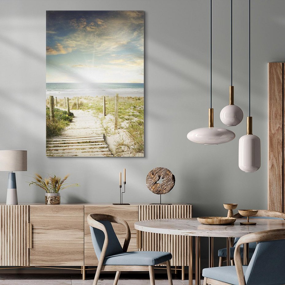 Obraz na płótnie 80x120 - Błękitne morze na pomostach - morze, pomost