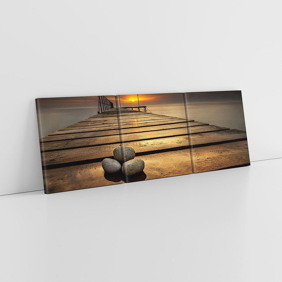 Obraz na płótnie 150x50 - Zachód Słońca nad Molo: Magia Morza - zachód, słońca