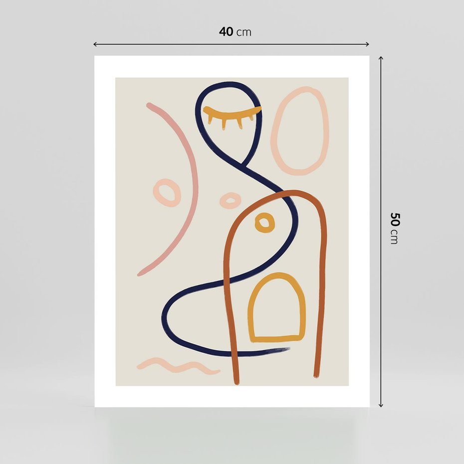 Plakat bez ramy 40x50 - Mgnienie Oka - abstrakcja w stylu picasso, beżowe tło