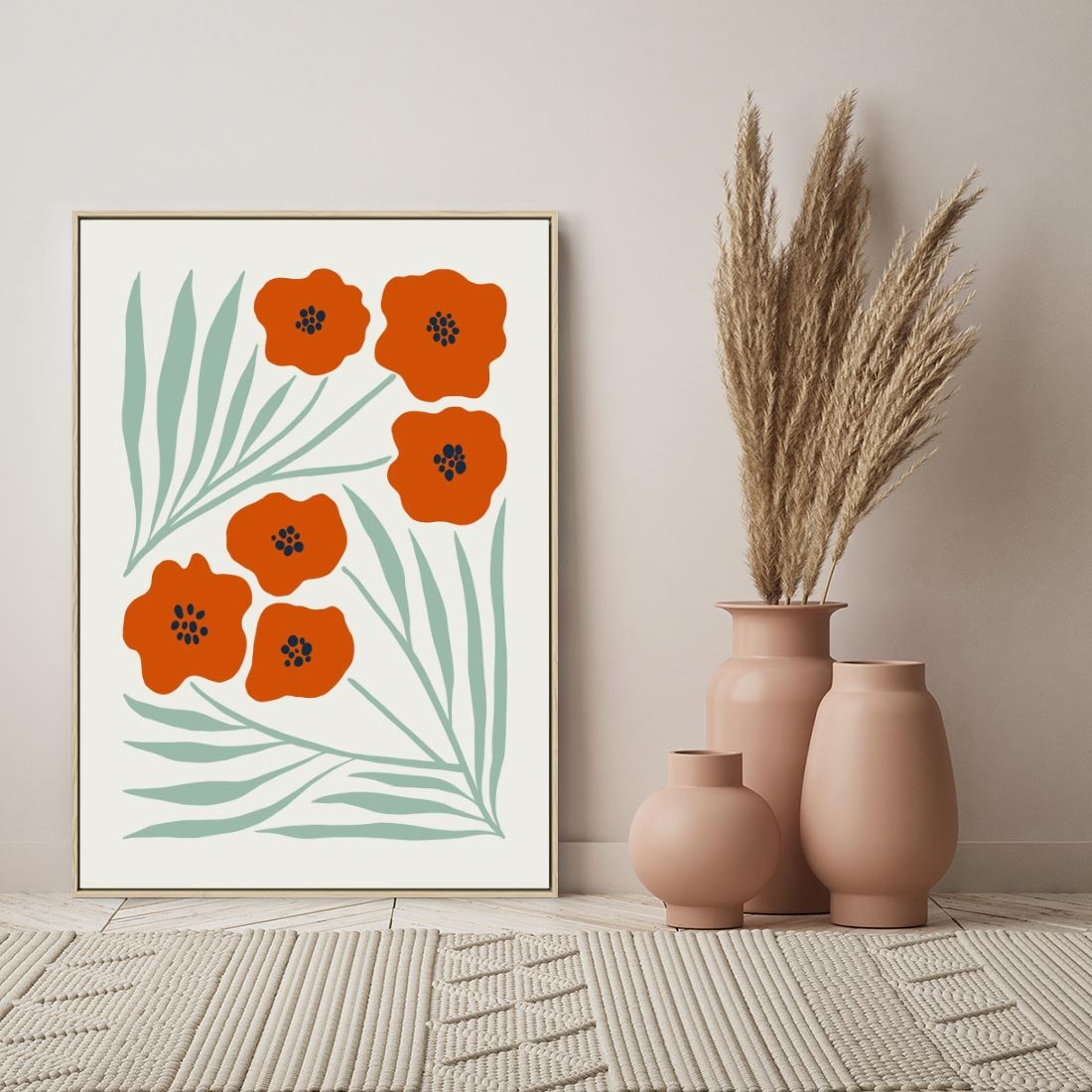 Obraz w ramie 50x70 - Makowe Odkrycie - czerwone kwiaty, maki - rama drewno