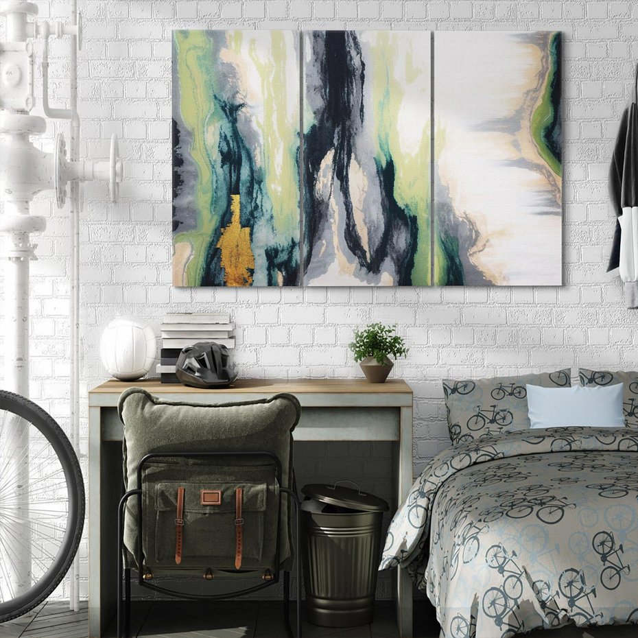 Obraz na płótnie 120x80 - Sfumowane zmysły artysty - rozmyte kolory, zieleń