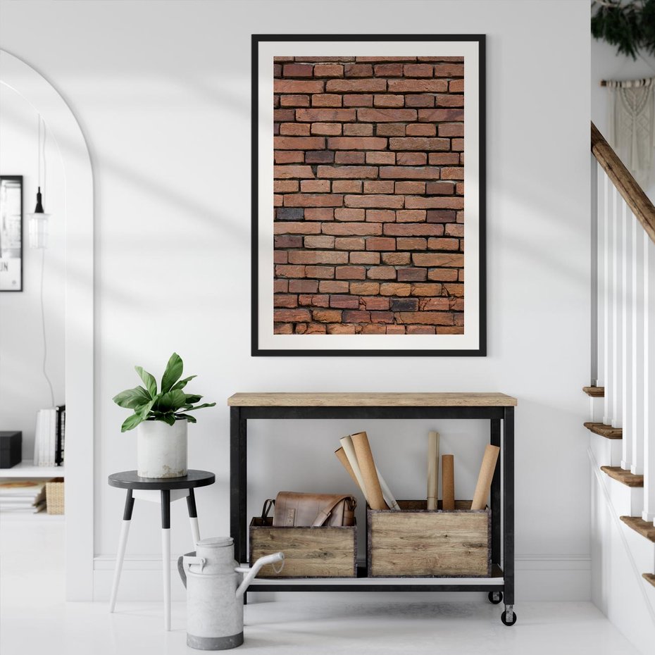Plakat bez ramy 50x70 - Mur cegieł: industrialny urok - cegły, mur