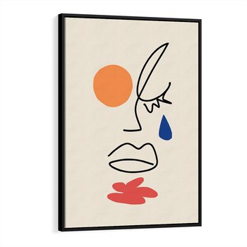 Obraz w ramie 50x70 - Impresje Plam - abstrakcyjny obraz, przypomina twarz - rama czarna