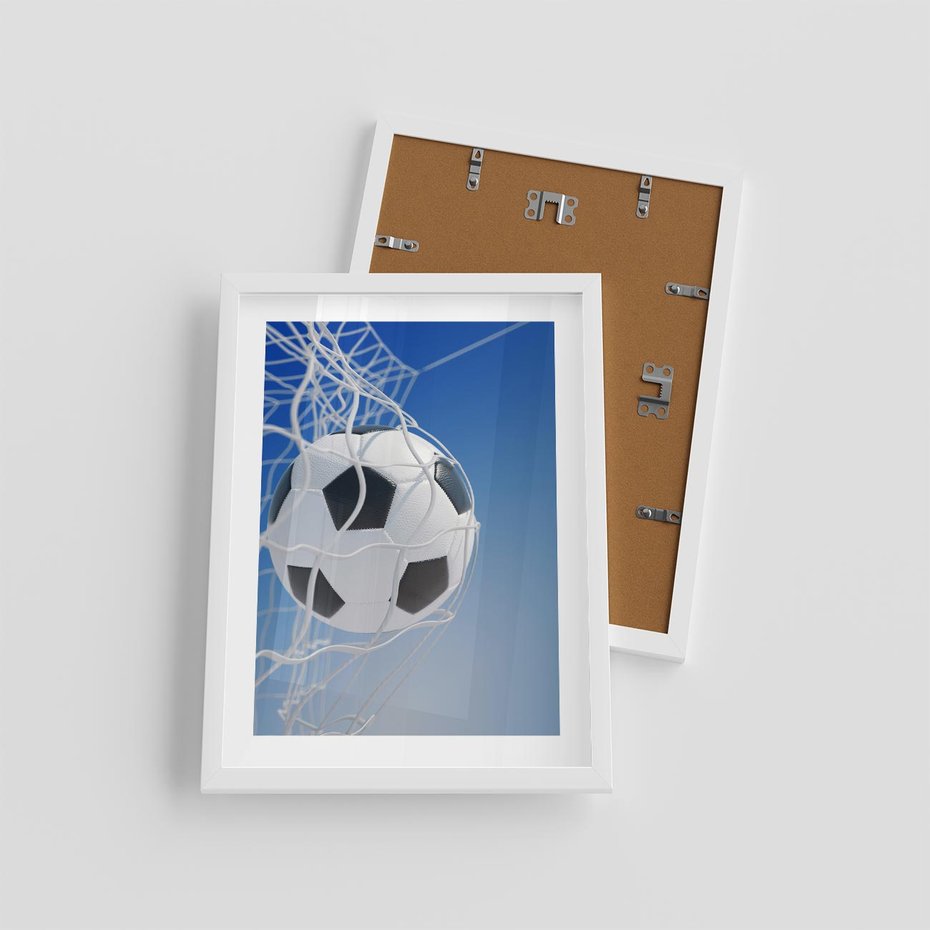 Plakat w ramie 30x40 - Pasja na Plaży - piłka, siatka - rama biała