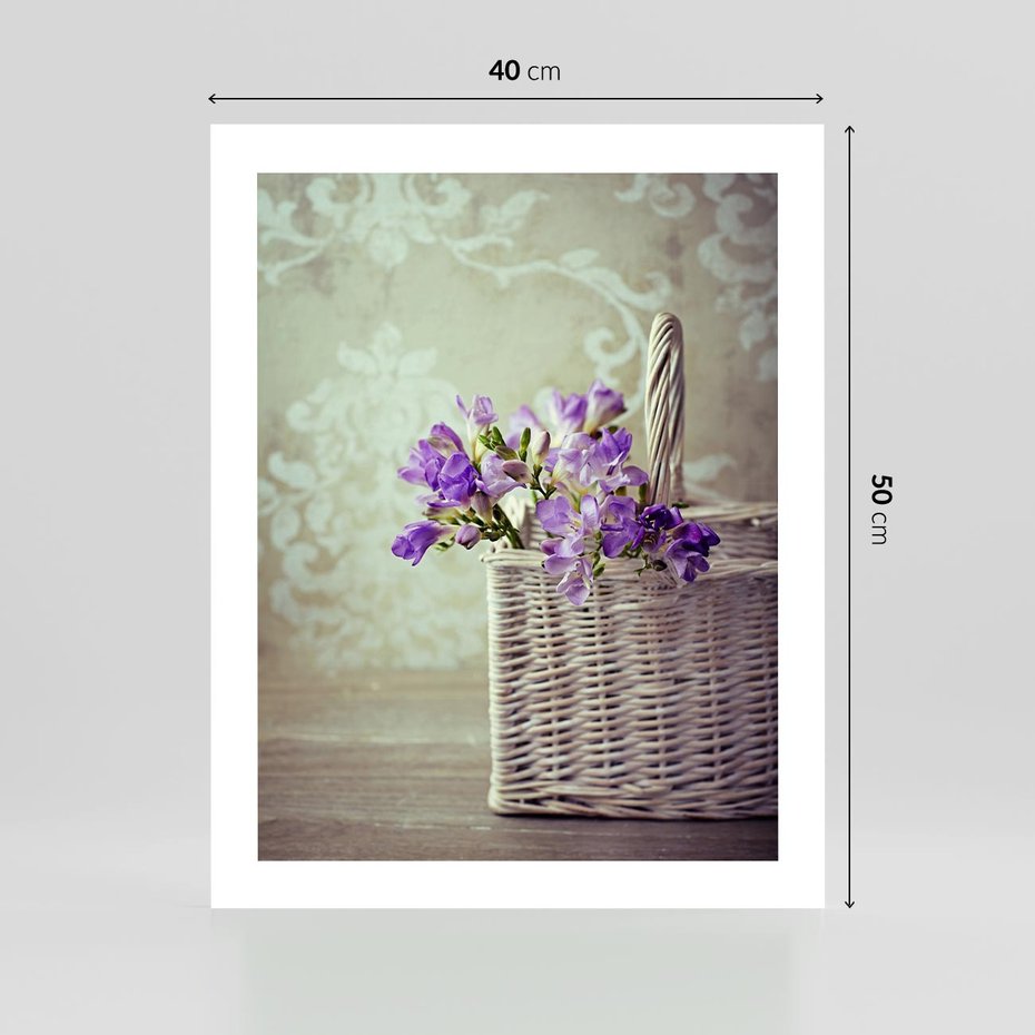 Plakat bez ramy 40x50 - Kwiatowy koszyk - kwiaty, koszyk