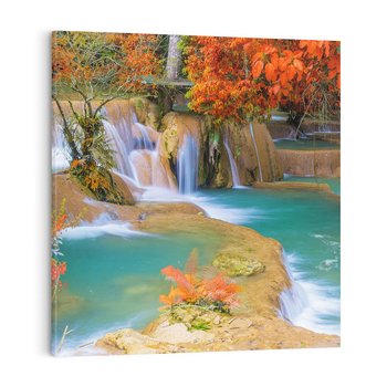 Obraz na płótnie 60x60 - Urok laotańskiego wodospadu - Laos, Azja