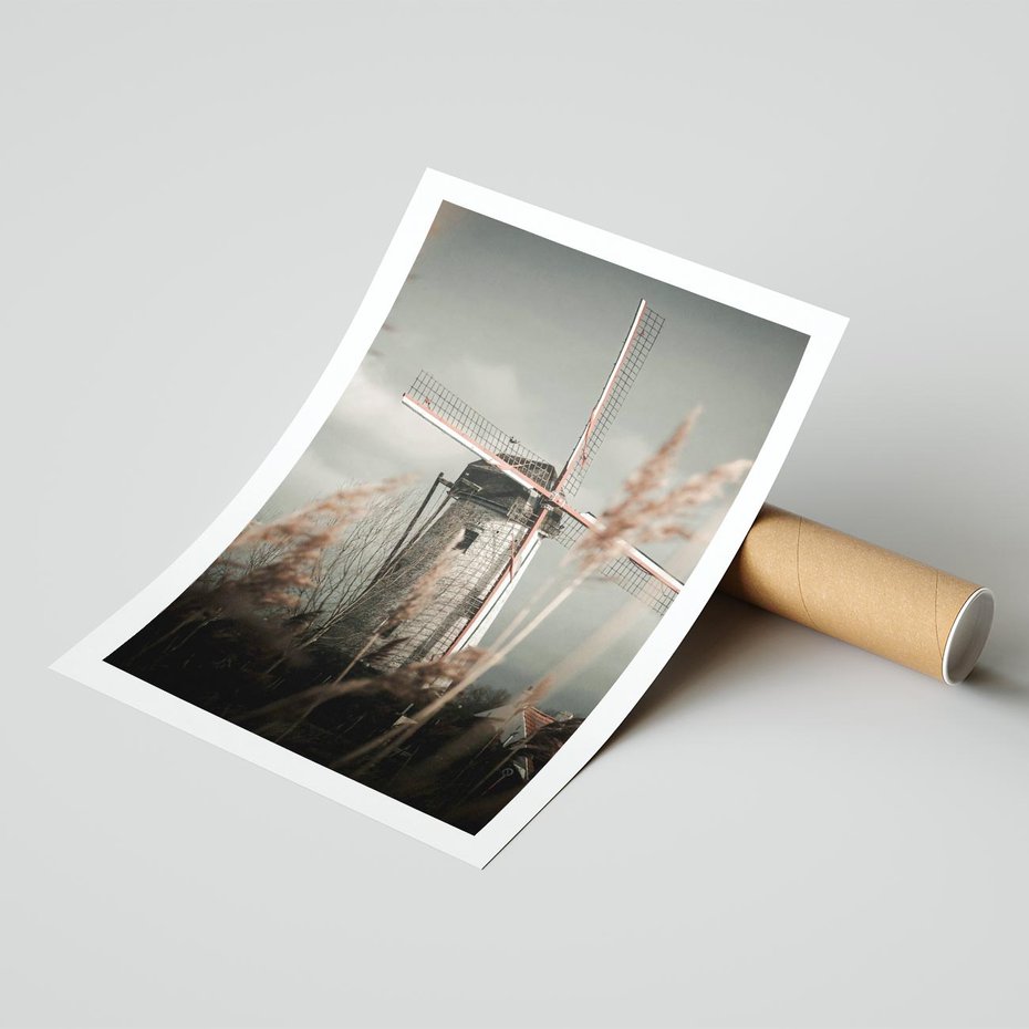 Plakat bez ramy 21x30 - Wiejska Idylla: Młyn w Polu - wiatrak, młyn w polu