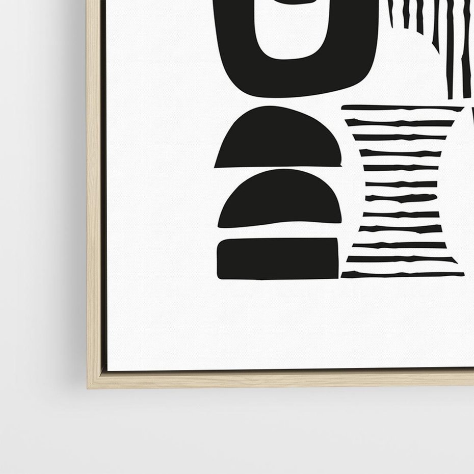 Obraz w ramie 50x50 - Taniec Dziwacznych Kresek - minimalistyczny plakat, czarno biały - rama drewno