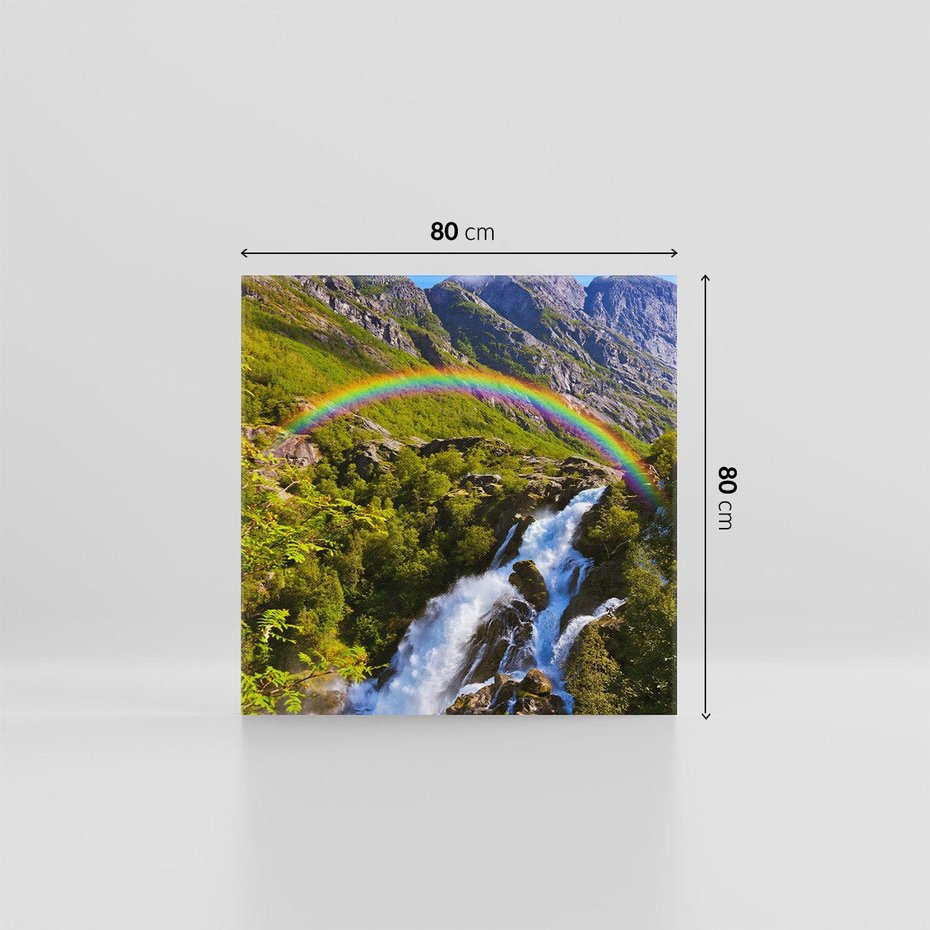 Obraz na płótnie 80x80 - Tęczowe góry - harmonia kolorów - tęcza, góry