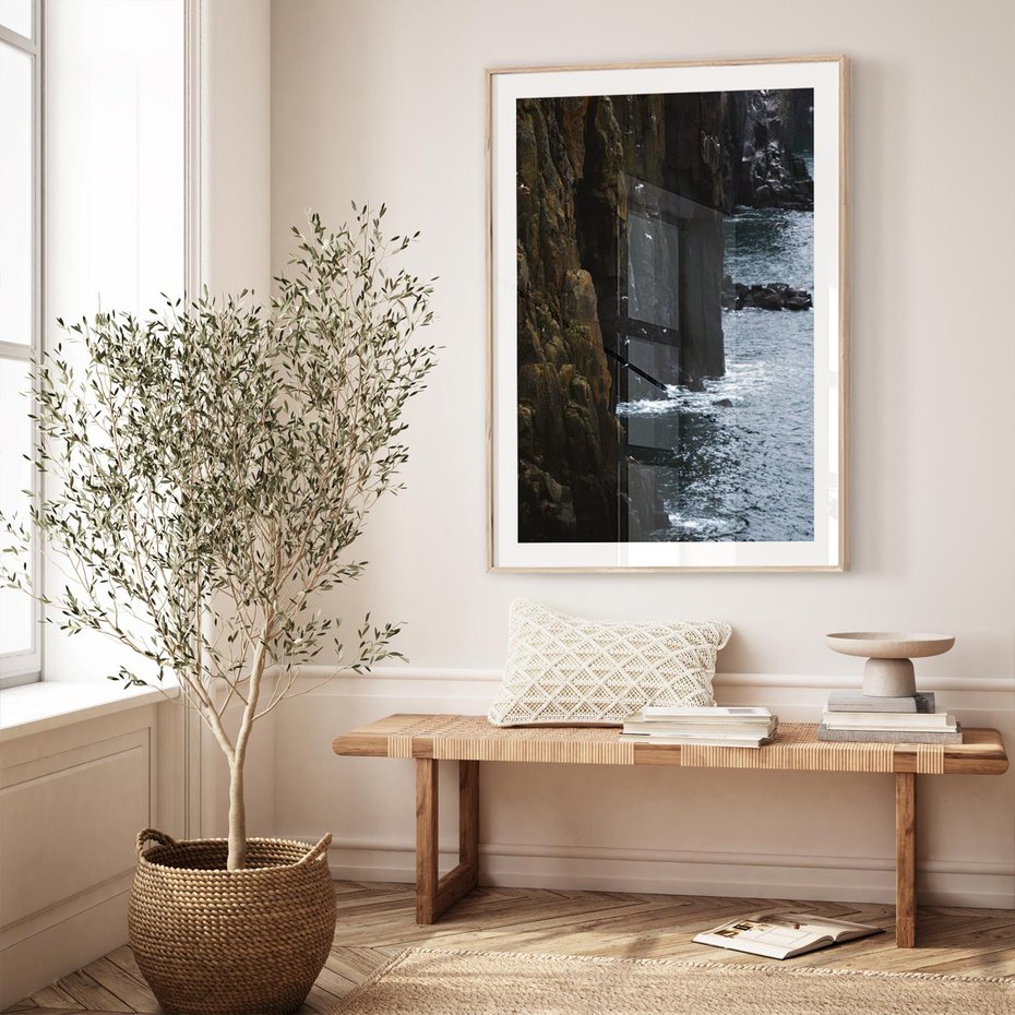 Plakat w ramie 50x70 - Piękno norweskich krajobrazów - fiordy, morze - rama drewno