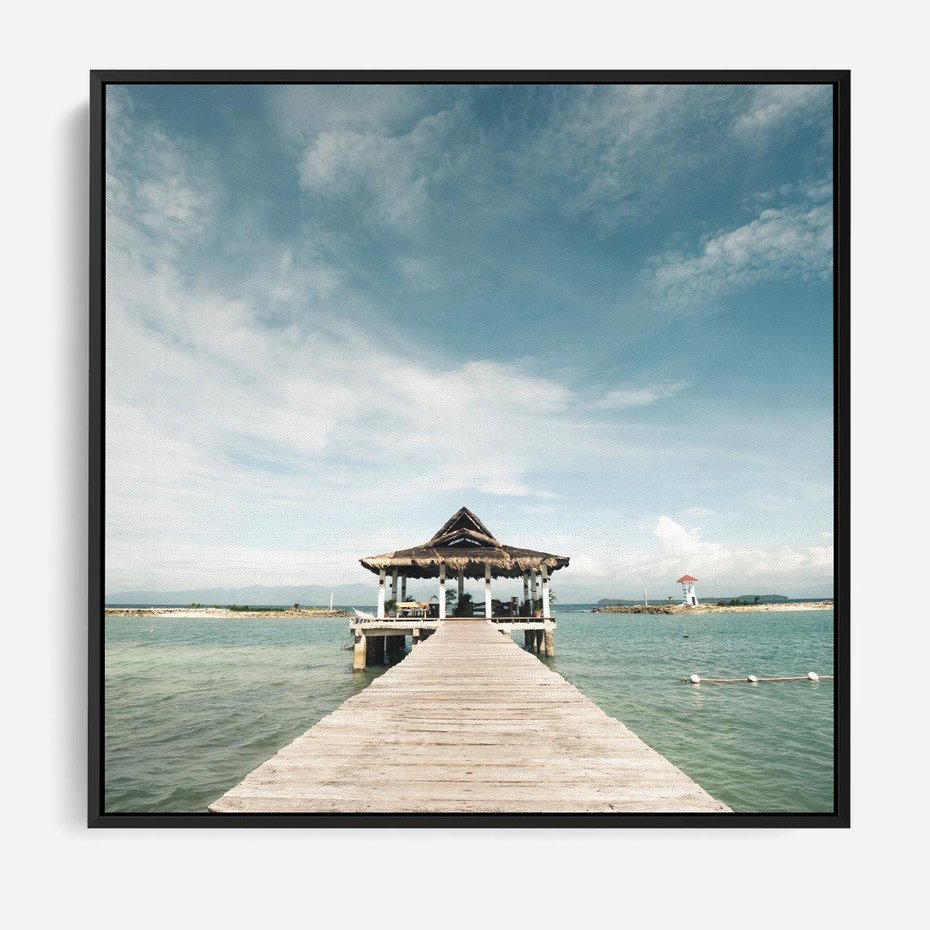 Obraz w ramie 50x50 - Magia Morza i Piękno Plaży - Hawaje, morze - rama czarna