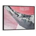 Obraz w ramie 70x50 - Kontrastujący Ruch Emocji - abstrakcyjne pasy farby, kolory róż szary czarny - rama czarna