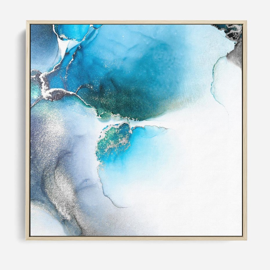 Obraz w ramie 80x80 - Marmur złotą akwarelą - marmur, akwarela - rama drewno