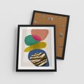 Plakat w ramie 40x50 - Kolorowe Przenikanie Kształtów - abstrakcyjne formy, obraz olejny - rama czarna
