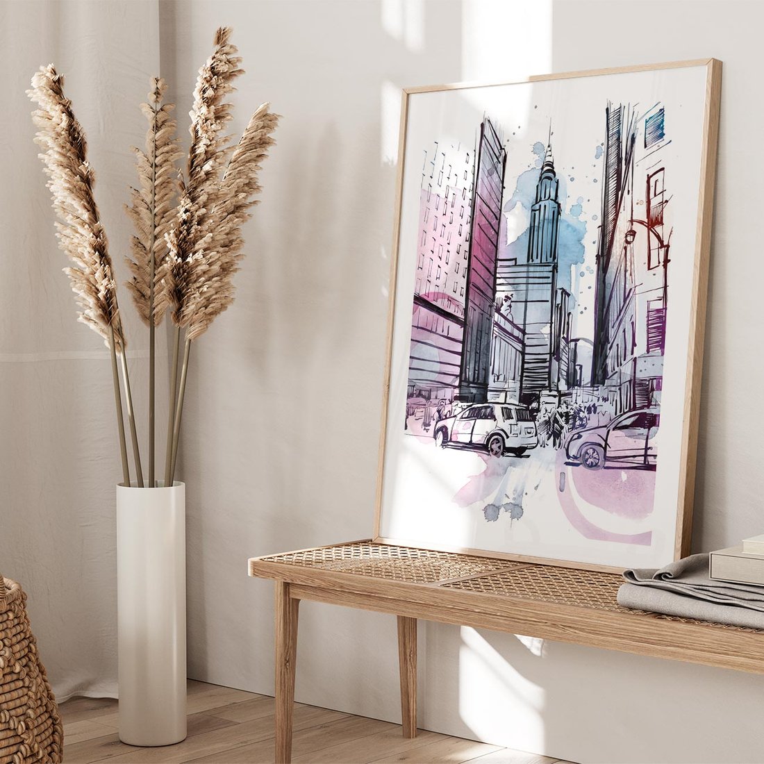 Plakat w ramie 50x70 - Miasto ożywione pulsującym życiem - szkocja, miasto - rama drewno