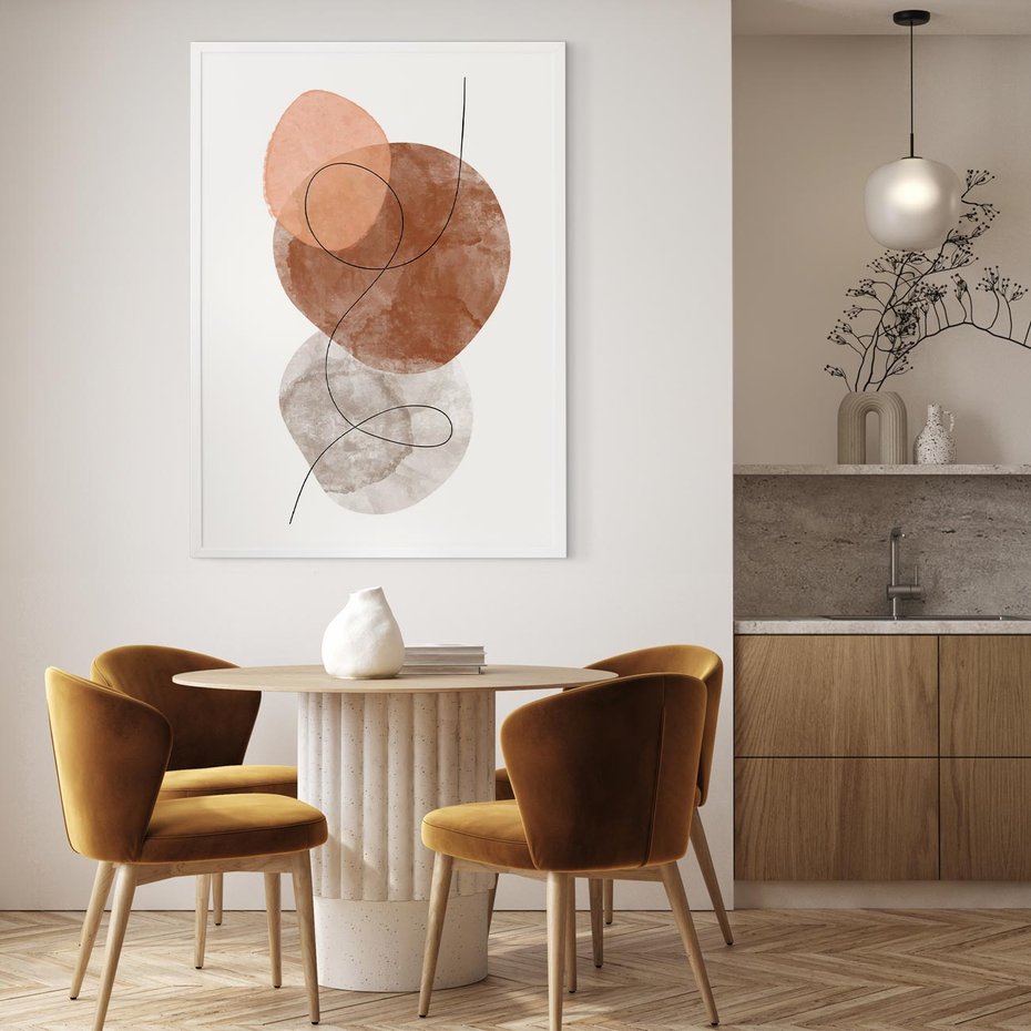 Plakat bez ramy 30x40 - Brązowe Akwarelowe Zawirowania - abstrakcja, brązowe akwarelowe plamy