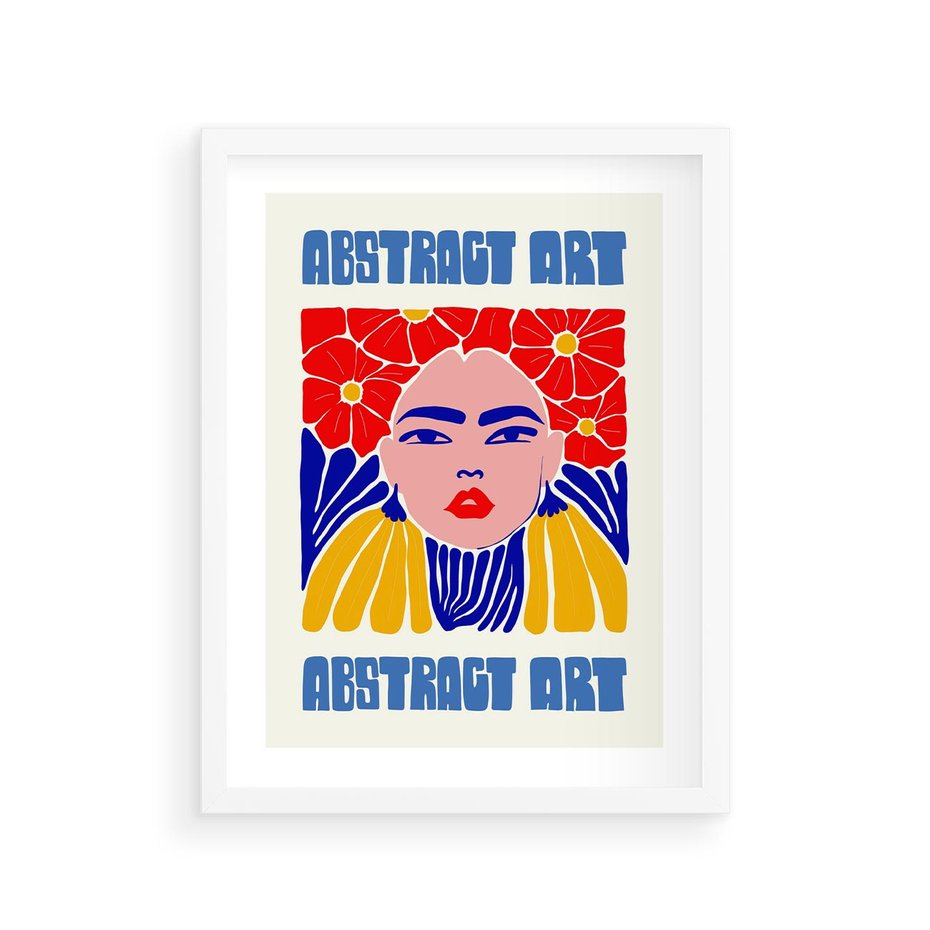 Plakat w ramie 30x40 - Przenikające Refleksje - sztuka abstrakcyjna, nowoczesny plakat - rama biała