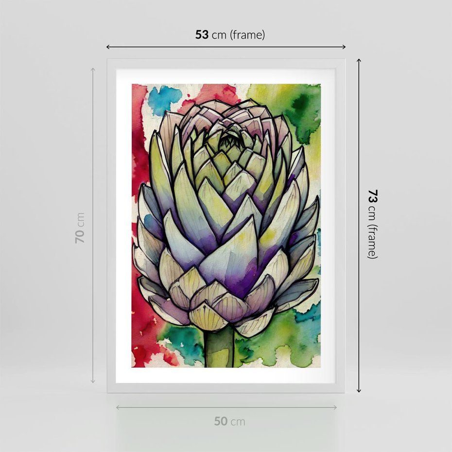 Plakat w ramie 50x70 - Zamknięte w Roślinie - abstrakcja, akwarela - rama biała