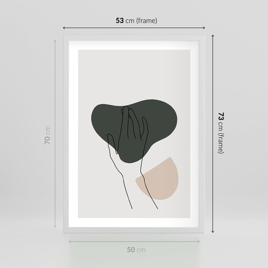 Plakat w ramie 50x70 - Bezczasowe Echo - szkic jedną linią, one line - rama biała