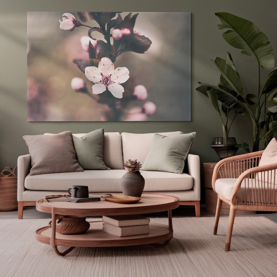 Obraz na płótnie 100x70 - Przemijający Urok - kwitnąca, wiśnia