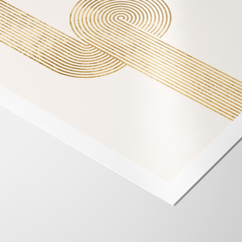 Plakat bez ramy 50x70 - Podróżne Kształty - geometryczne linie w złotym kolorze, minimalizm