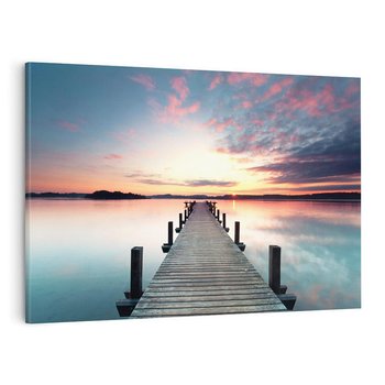 Obraz na płótnie 120x80 - Złote zachody słońca - jezioro, molo