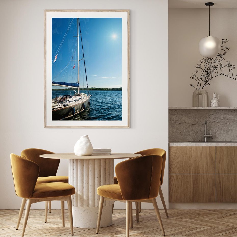 Plakat w ramie 40x50 - Wolność na Horyzoncie - żaglowiec, morze - rama drewno