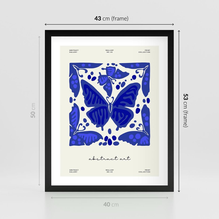 Plakat w ramie 40x50 - Wibracje Wnętrza - nowoczesny plakat, odcienie błękitu - rama czarna