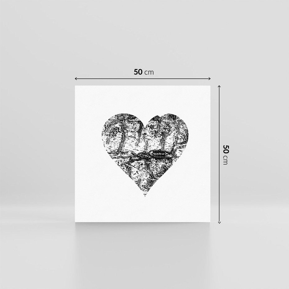 Obraz na płótnie 50x50 - Drzewo Serca - czarne serce, tekstura jak kora drzewa