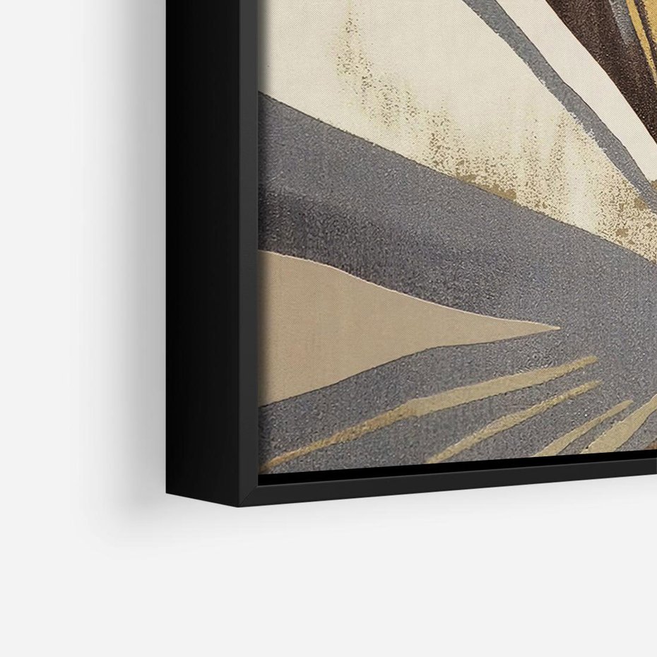 Obraz w ramie 100x70 - Szept roślinnych emocji - olejna abstrakcja, złoto i brąz - rama czarna