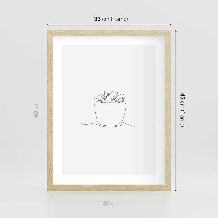 Plakat w ramie 30x40 - Rozkwitające Echa - szkic, minimalizm - rama drewno