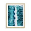 Plakat w ramie 50x70 - Błękitna Siła Oceanu - fale, ocean - rama drewno