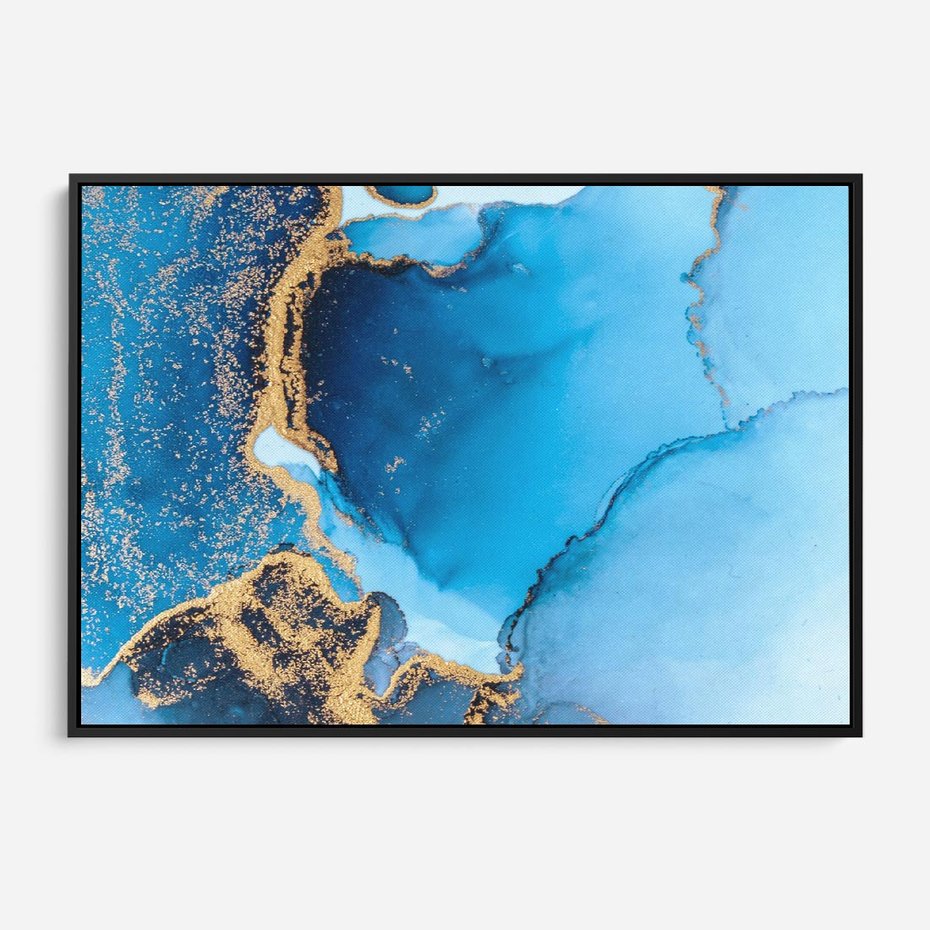 Obraz w ramie 100x70 - Elegancja i Wyrafinowanie - marmur, złoto - rama czarna