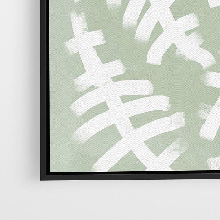 Obraz w ramie 50x70 - Oaza Zieleni - zielona abstrakcja, zgaszona zieleń - rama czarna