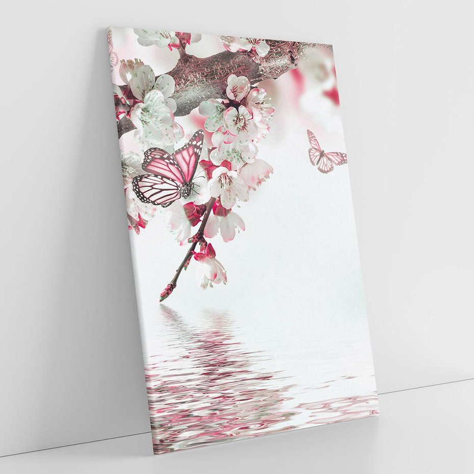 Obraz na płótnie 70x100 - Kwiatowa baśń z motylami - kwiaty, motyle