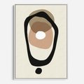 Obraz w ramie 80x120 - Intrygujące Zaskoczenia - beżowa abstrakcyjna kompozycja, czarny akcent - rama biała