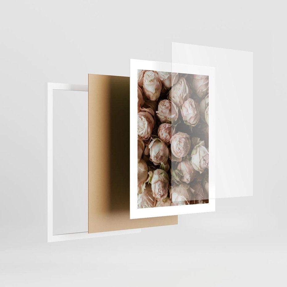 Plakat w ramie 30x40 - Róże i Różowe Kwiaty w Kompozycji - róże, różowe kwiaty - rama biała
