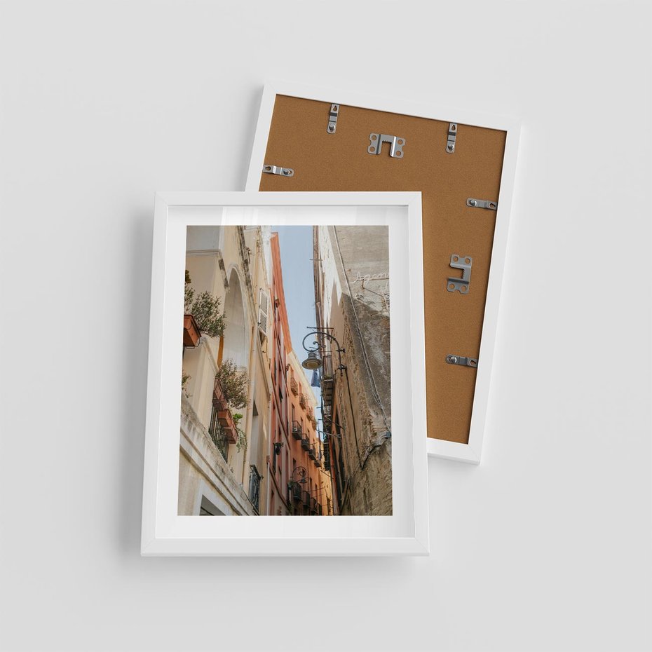 Plakat w ramie 30x40 - Włoskie uroki - włoskie, uliczki - rama biała
