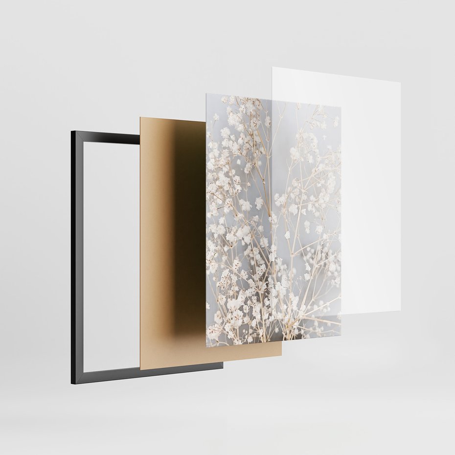 Zestaw obrazy w ramie 40x50 galeria - Kawa, typografia, kwiaty - rama czarna