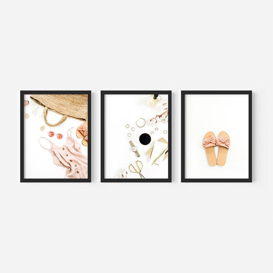 Zestaw obrazy w ramie 50x70 galeria - Moda, fashion, wakacje - rama czarna