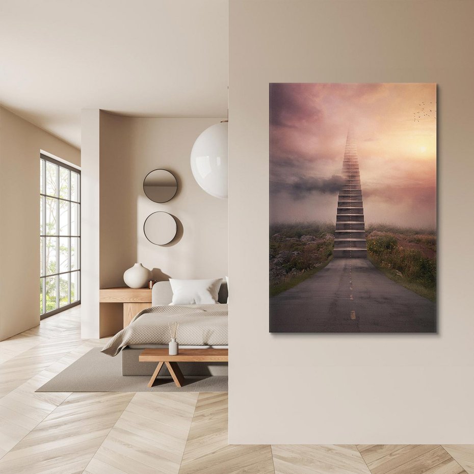 Obraz na płótnie 80x120 - Wędrówka po malowniczej drodze - droga, schody